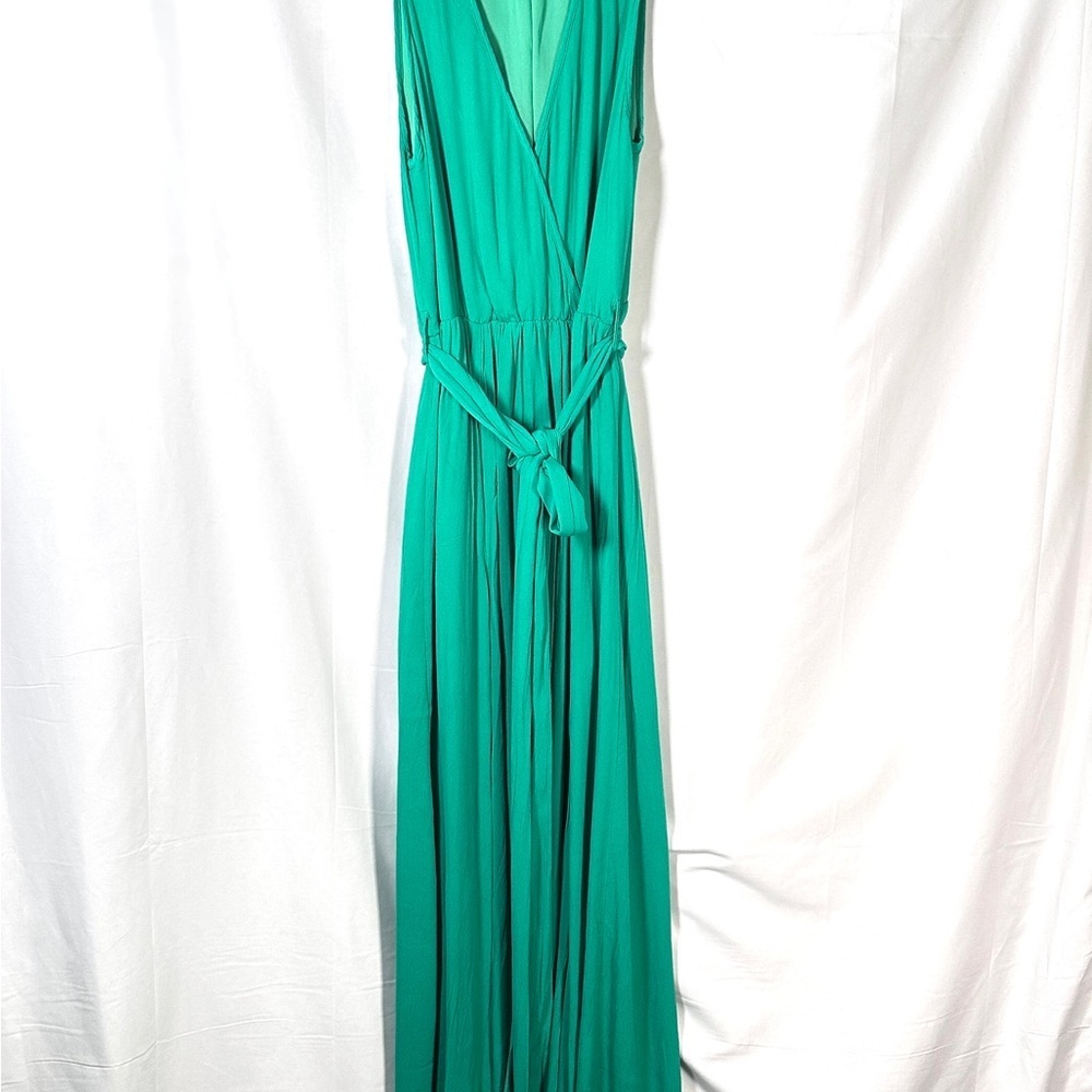 ee:some Emerald Green Wrap Maxi Dress Sleeveless Slit Womens M Wedding Guest - Picture 4 of 15